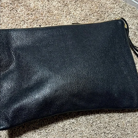 1890Black Leather Clutch with Gold Accents - Picture 3 of 6